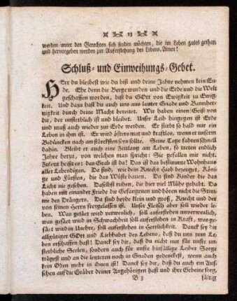 Schluß- und Einweihungs-Gebet.