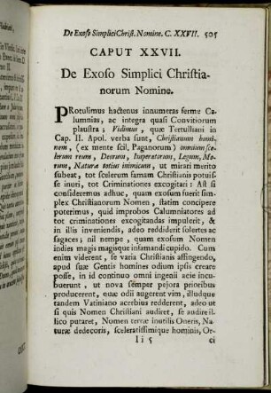Caput XXVII. De Exoso Simplici Christianorum Nomine.