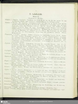 II. Lehrbericht