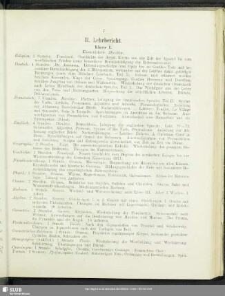 II. Lehrbericht