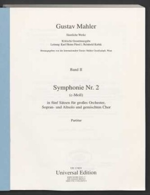 2: Symphonie Nr. 2 (c-moll) : in 5 Sätzen : für großes Orchester, Sopran- und Altsolo und gemischten Chor