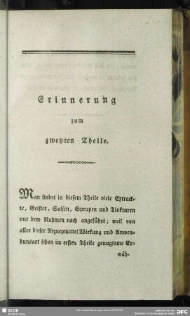 Erinnerung zum zweyten Theile