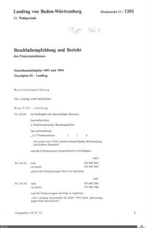 Staatshaushaltplan 1993-1994