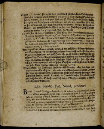 Libri Juridici Fut. Nund. prodituri.