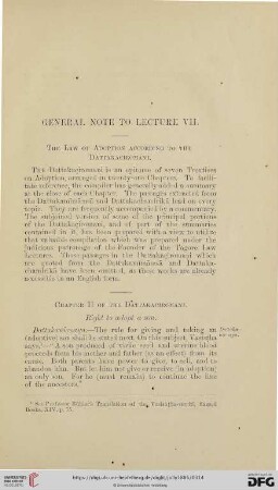 General note to lecture VII.