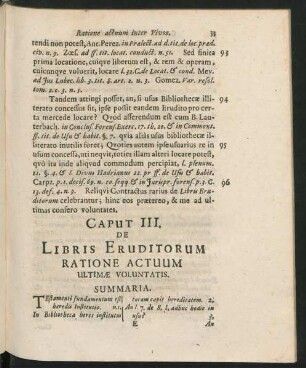 Caput III. De Libris Eruditorum Ratione Actuum Ultimae Voluntatis.