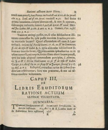 Caput III. De Libris Eruditorum Ratione Actuum Ultimae Voluntatis.