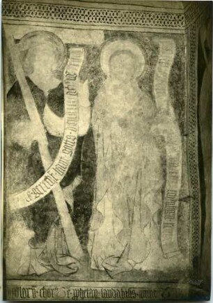 Wandmalerei mit Heiligenfiguren