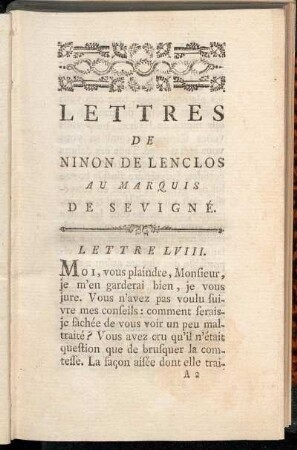 Lettre LVIII - Lettre LX