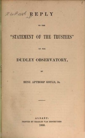 Reply to the "Statement of the trustees" of the Dudley Observatory