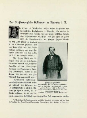 Das Großherzogliche Hoftheater in Schwerin i. M.
