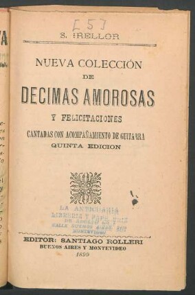 Nueva colección de décimas amorosas y felicitaciones cantadas con acompañamiento de guitarra