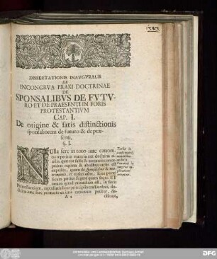Dissertatio Inauguralis De Incongrua Praxi Doctrinae De Sponsalibus De Futuro Et De Praesenti In Foris Protestantium