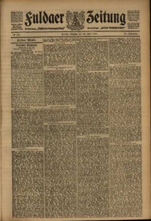 Erste Ausgabe vom Montag, den 12. Juli 1909.