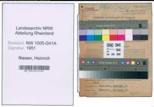 Entnazifizierung Heinrich Niesen , geb. 06.07.1901 (Bahnsekretaer)