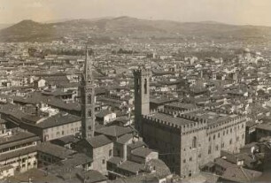 Florenz. Stadtteilansicht mit Badia Fiorentina und Bargello (Palazzo del Bargello)