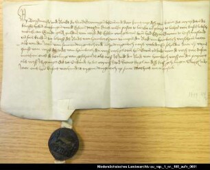 Quittung der Stadt Groningen für den Grafen Edzard I. von Ostfriesland über 2000 Gulden = OUB II, Nr. 1621, S. 601 Anhängendes Siegel beschädigt erhalten