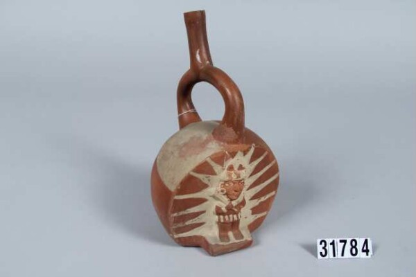 Fork-necked vessel with figure