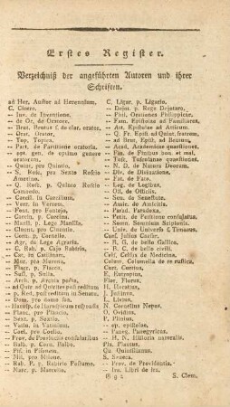 Erstes Register. Verzeichniß der angeführten Autoren und ihrer Schriften