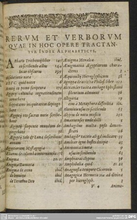 RERVM ET VERBORVM QVAE IN HOC OPERE TRACTANTVR Index Alphabeticvs.