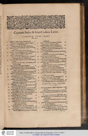 Capitum Index & series Codicis Latini