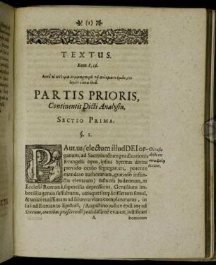 Partis Prioris, Continentis Dicti Analysin