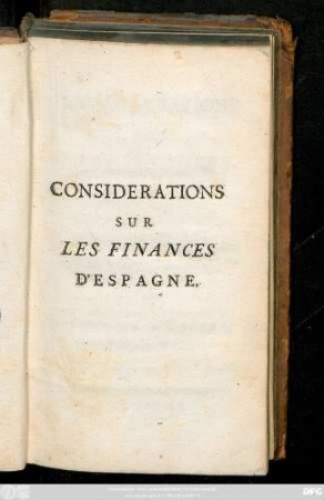 Considerations Sur Les Finances D'Espagne