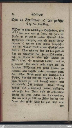 Den 20 Christmon. a) der zwölfte Tag der Krankheit