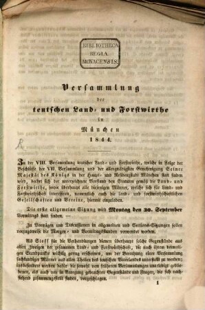 Versammlung der teutschen Land- und Forstwirthe in München 1844