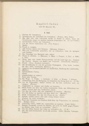 Kapitel-Index zum De Mayerne Ms.