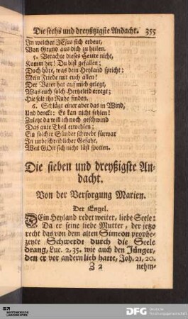 Die sieben und dreyßigste Andacht. Von der Versorgung Marien.