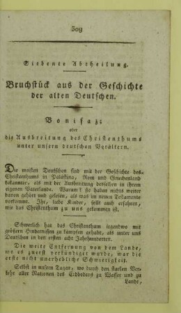 Siebente Abtheilung. Bruchstück aus der Geschichte der alten Deutschen
