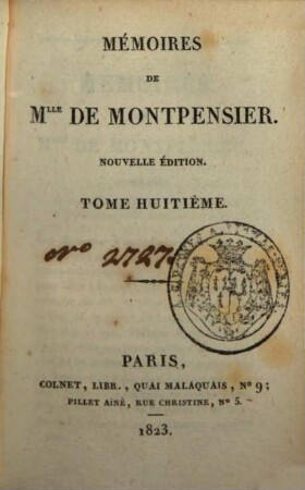 Mémoires De Mlle De Montpensier, 8