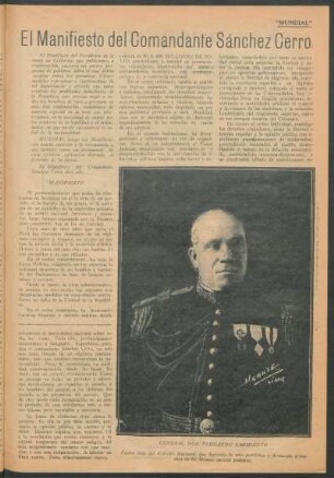 El Manifiesto del Comandante Sánchez Cerro