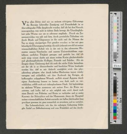 Danksagung mit Zeilen an Werner von Melle