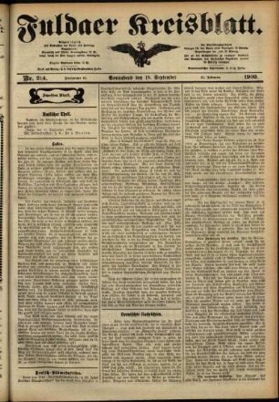 Zweite Ausgabe vom Samstag, den 18. September 1909.