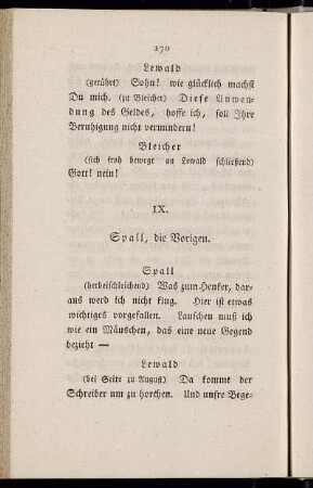 IX. Spall, die Vorigen. - X. Lewald, August, Herr von Garnheim, Morgen, Blanda, Auguste Frau von Garnheim, und Bleicher.