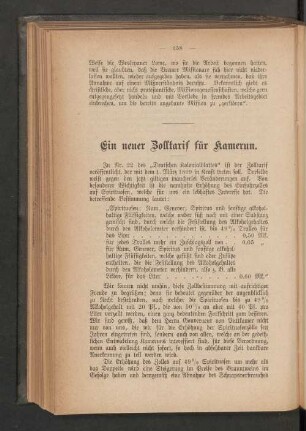 Ein neuer Zolltarif für Kamerun