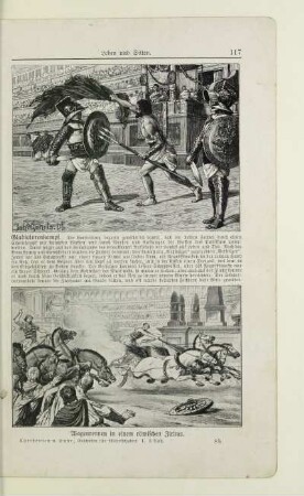 Gladiatorenkampf. Wagenrennen in einem römischen Zirkus