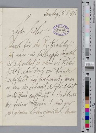 Brief an Detlev von Liliencron