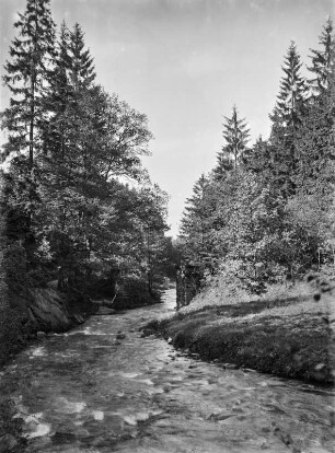 Rabenauer Grund : Blick auf die Rote Weißeritz mit Bahnbrückenfundament an der Langegrundbachmündung im Rabenauer Grund bei Seifersdorf