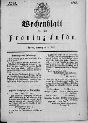 Nr. 33, Ausgabe vom 25. April 1866