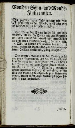 Von den Sonn- und Monds-Finsternissen