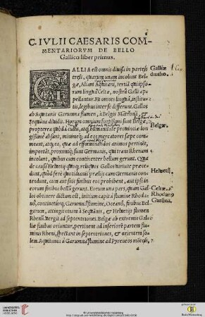 C.Ivlii Caesaris commentariorvm de bello Gallico