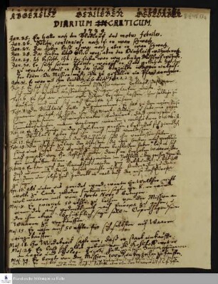 Tagebuchaufzeichnung von Nikolaus Dal.