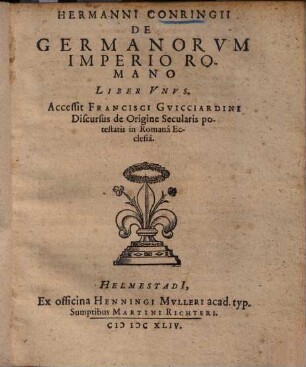 De Germanorum imperio Romano : liber unus