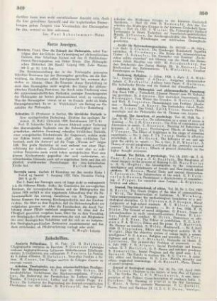 349 [Rezension] Brentano, Franz, Über die Zukunft der Philosophie