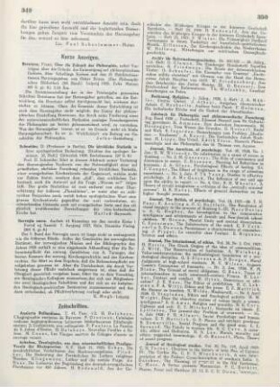 349 [Rezension] Brentano, Franz, Über die Zukunft der Philosophie