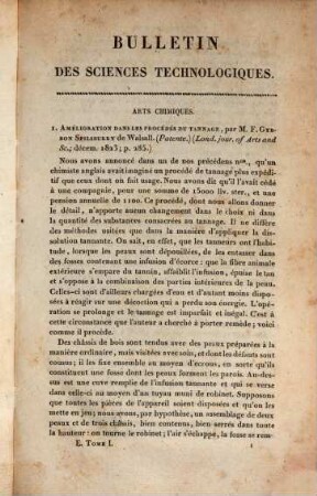 Bulletin universel des sciences et de l'industrie. Section 5, Bulletin des sciences technologiques. 1. 1824
