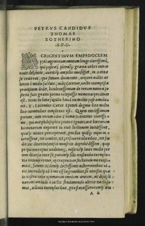 Petrus Candidus Thomae Sotherino S.P.D.